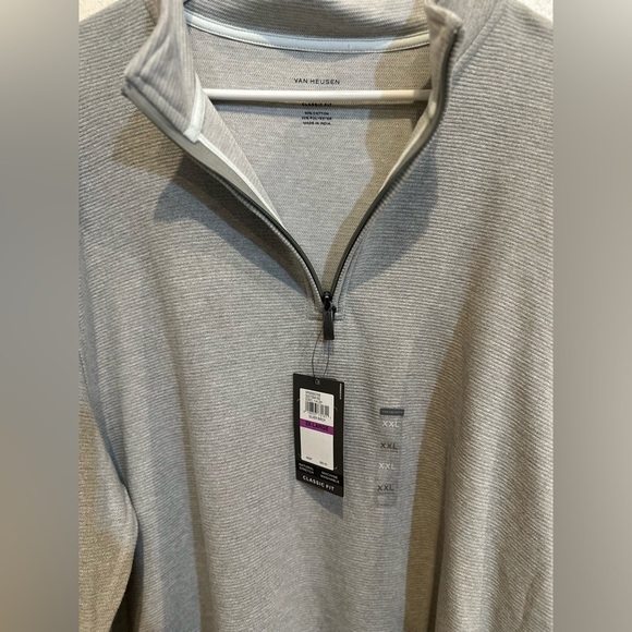 Van Heusen Gray Long Sleeve Tee Soft Knit Casual Half Zip - Picture 2 of 9